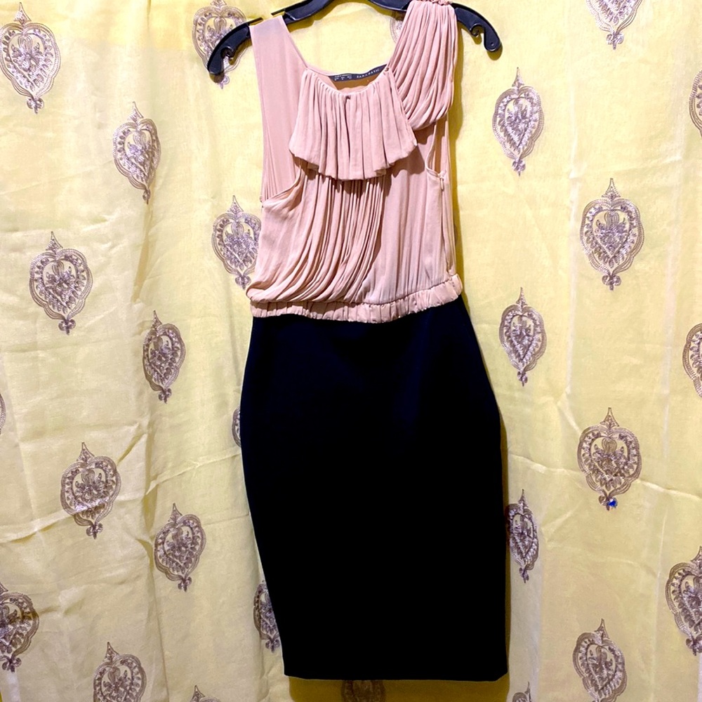 Zara Basic Chiffon/ Polyester Draped Bodice Side … - image 1